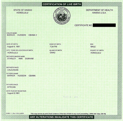 Barack Obama's birth certificate